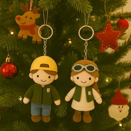 Father's Day Gifts Custom Doll Keychain Bag Charms Personalized Couple Photo 3D Plush Doll