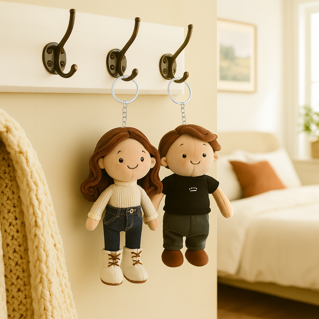 Personalized Couple Photo, Family Gift Plush Doll Keychain