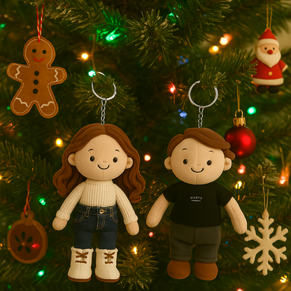 Personalized Couple Photo, Family Gift Plush Doll Keychain