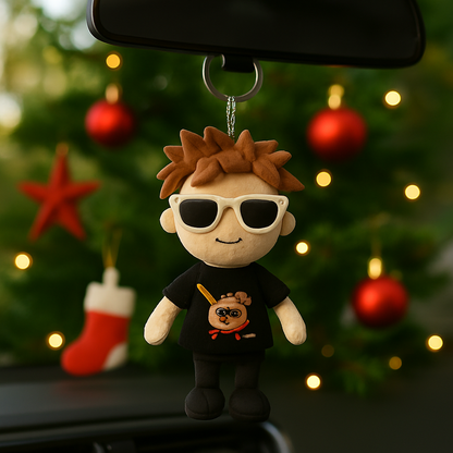 Personalized Keychain With Photo Of A Boy Stuffed Animal Doll
