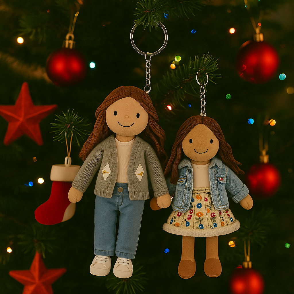 Personalized Family Photo Plush Doll Keychain