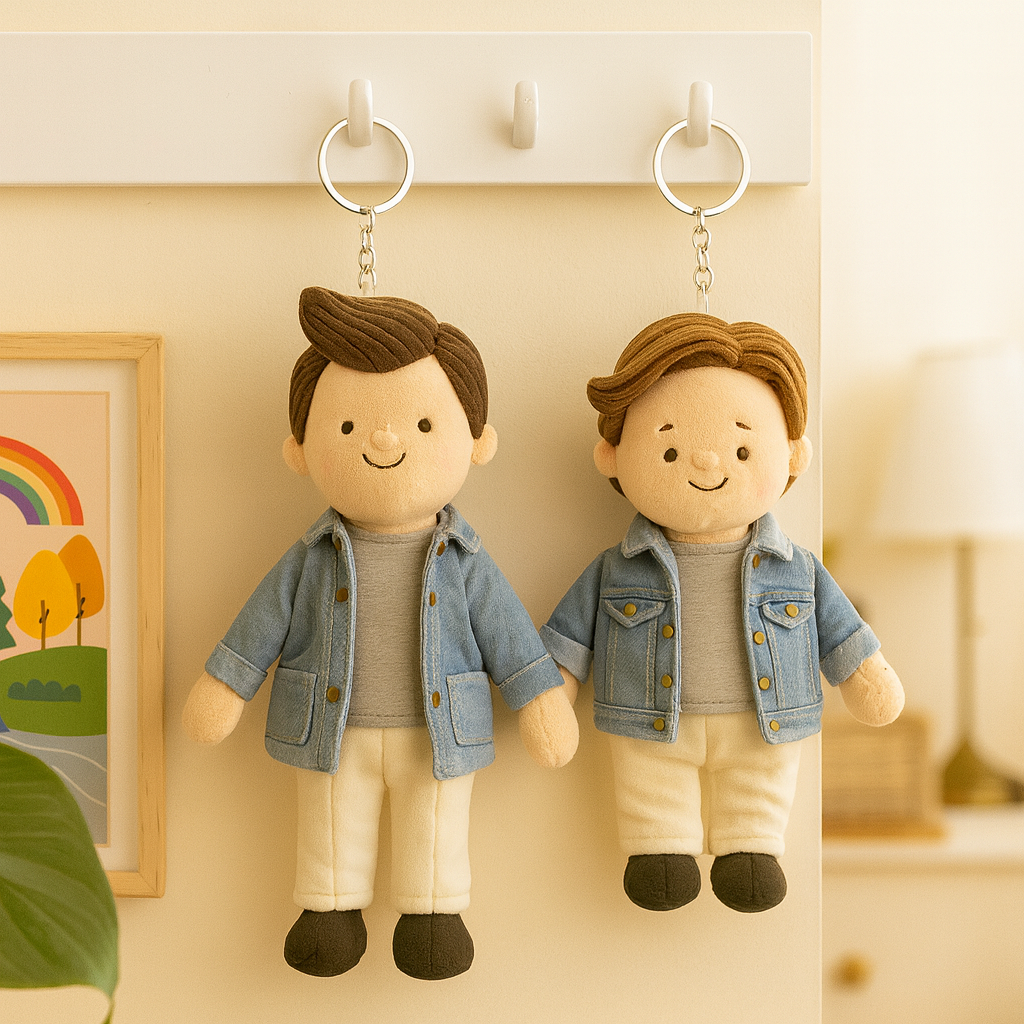 Custom Photo - Printed Plush Doll Keychain - Gift For Dad