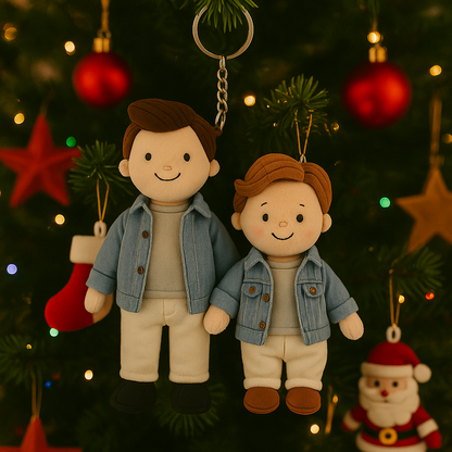 Custom Photo - Printed Plush Doll Keychain - Gift For Dad