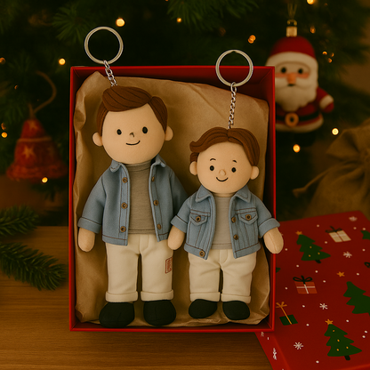Custom Photo - Printed Plush Doll Keychain - Gift For Dad