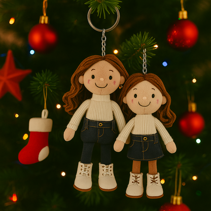 Custom Family Photo Plush Doll Keychain - Precious Gift For Family Reunions