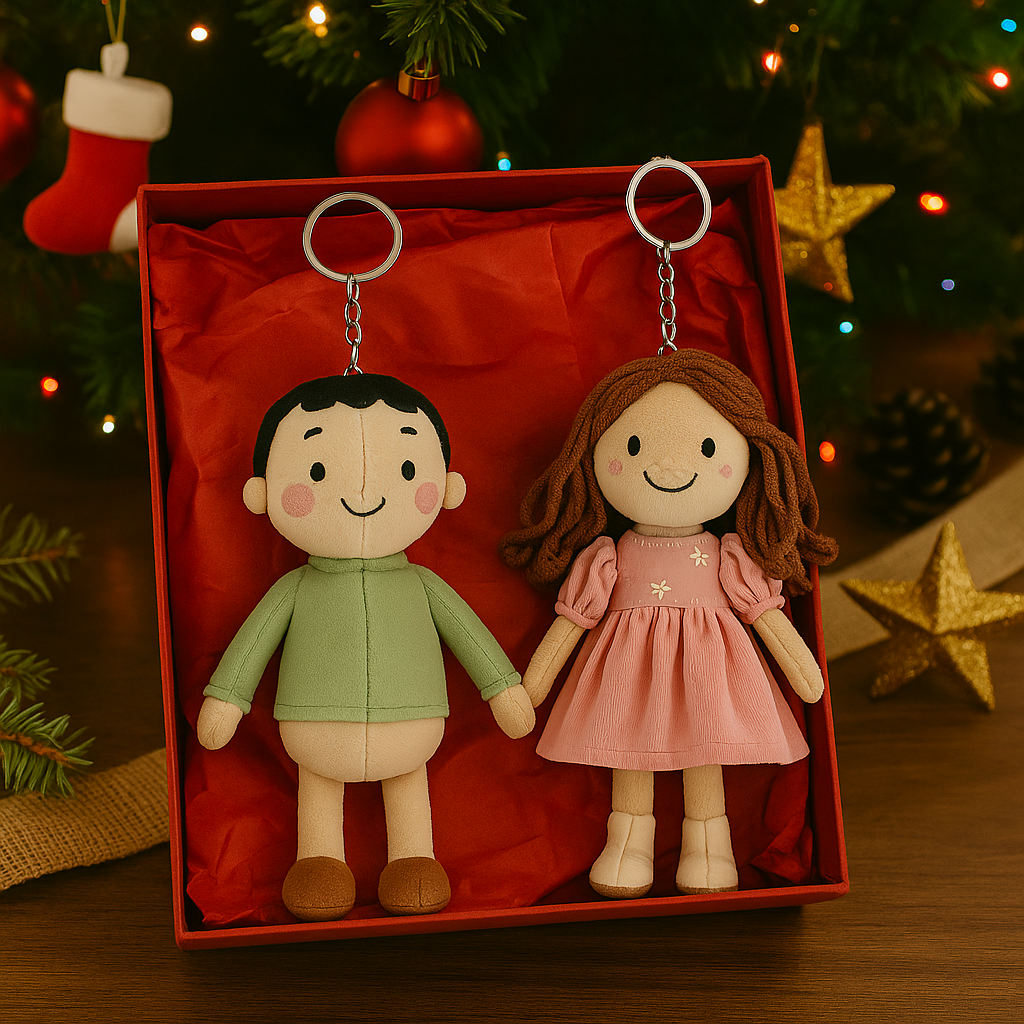 Custom Family Photo Plush Doll Keychain, Custom Face Doll - Precious Gift for Dad