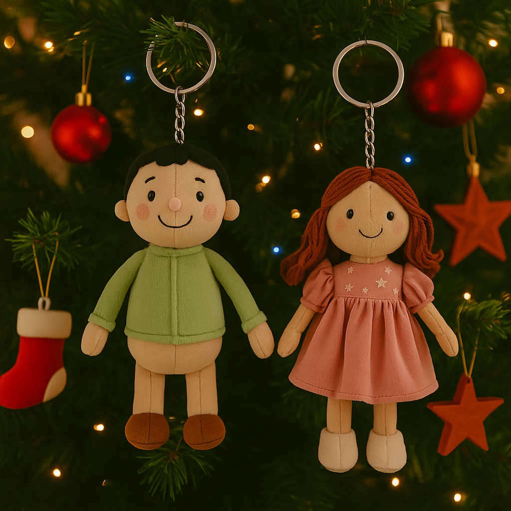Custom Family Photo Plush Doll Keychain, Custom Face Doll - Precious Gift for Dad