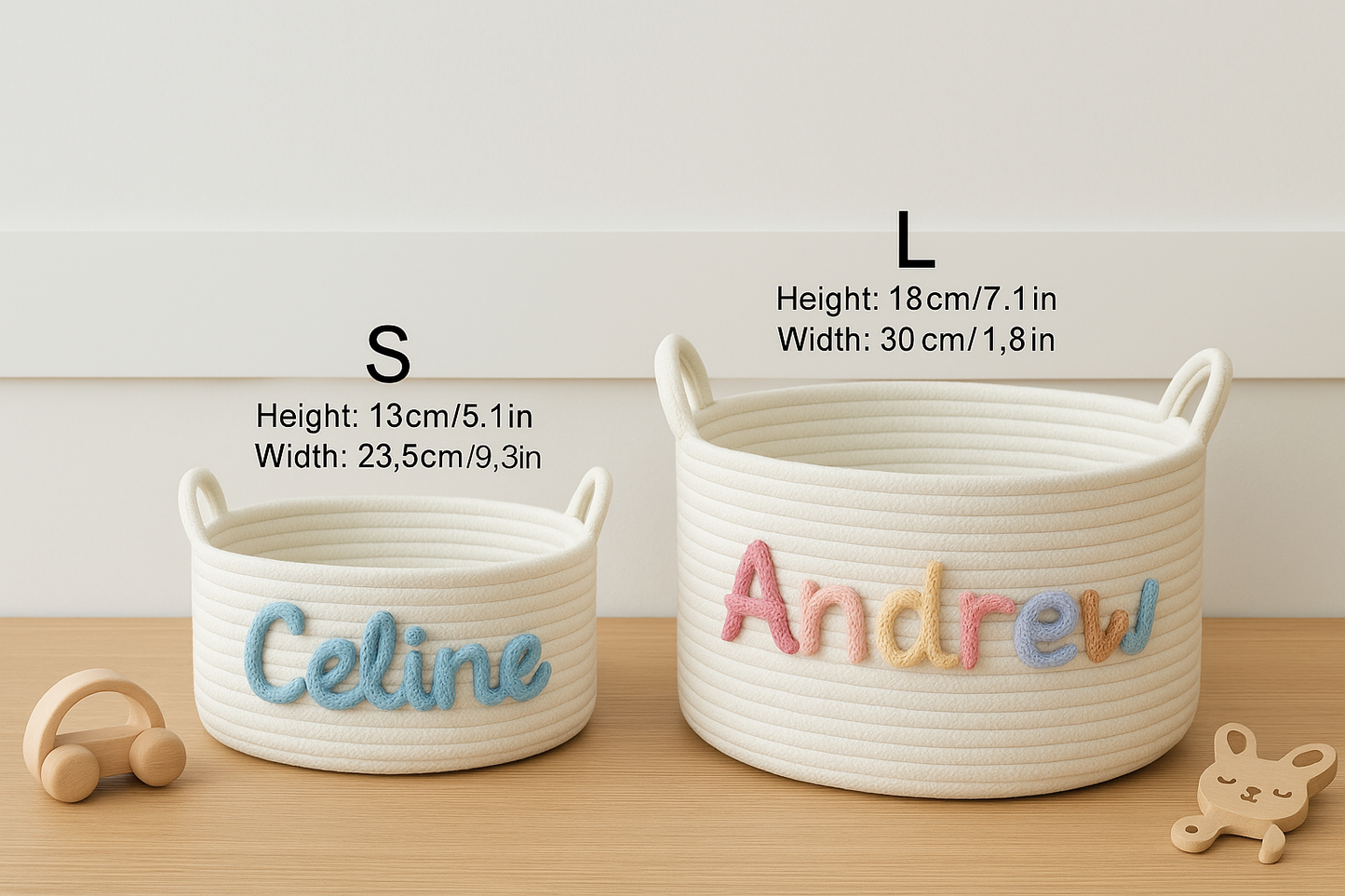 Custom Baby Gift Basket - Handmade Personalized Easter Basket - Newborn Baby Shower Gift - Organic Cotton Rope Nursery Decor - Keepsake Storage Bin