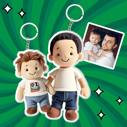 Personalized Photo Plush Doll Keychain, Gift For Dad