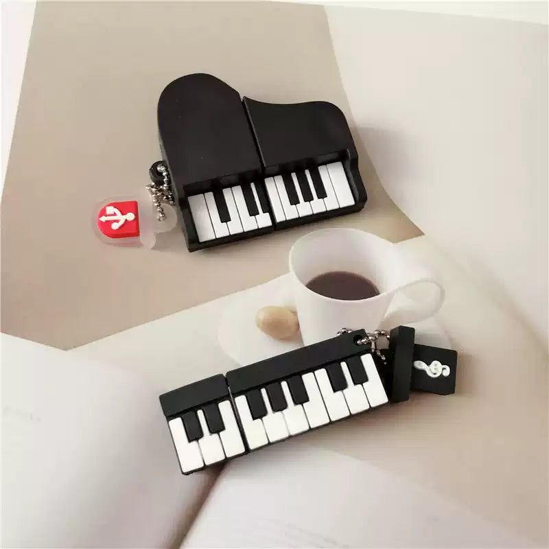 Cartoon USB flash drive for mobile phone and computer dual-use piano guitar notes cute female student large capacity custom engraving