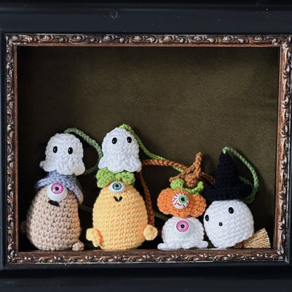 Handmade Crochet Pumpkin & Ghost Car Hanging Ornament - Soft Autumn Car Decor, Cute Auto Gift for Halloween