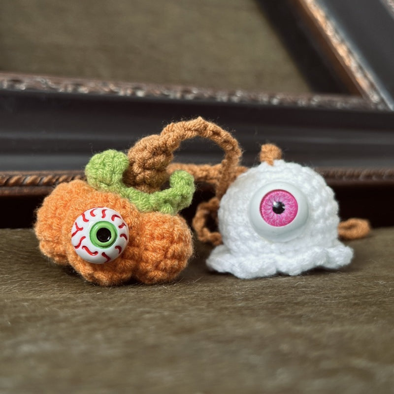 Handmade Crochet Pumpkin & Ghost Car Hanging Ornament - Soft Autumn Car Decor, Cute Auto Gift for Halloween