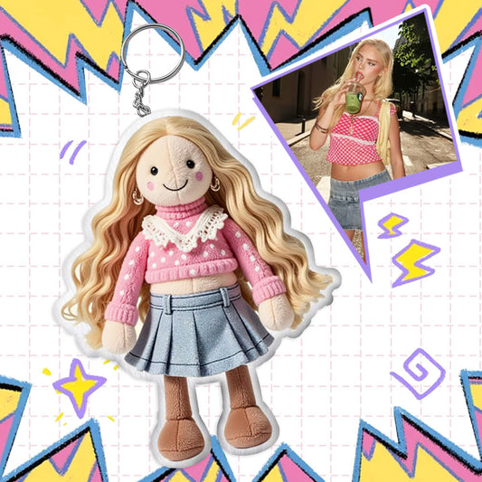 Personalized Photo 3D Plush Doll Keychain