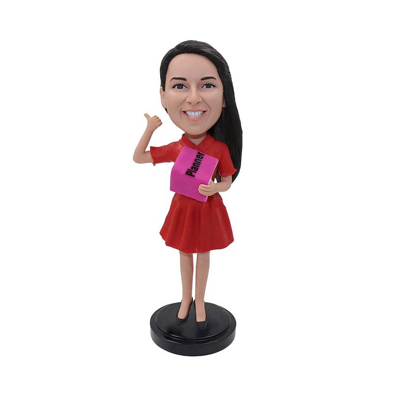 Custom Bobble Head Girl Holding A Book Doll