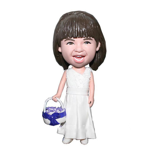 Custom bobblehead doll Wedding little girl With A Basket Of flow