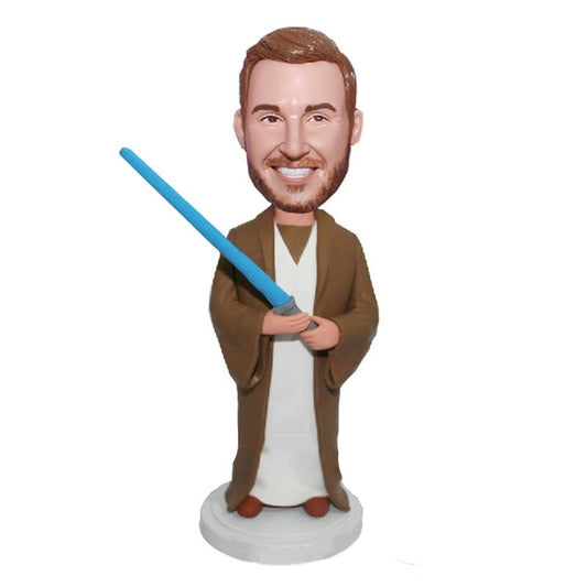 Customized Bobblehead Male Jedi Knight Holding A Blue Light Blad Star Wars