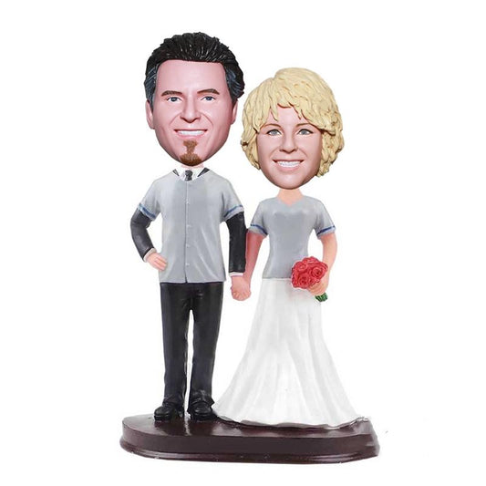 Custom Sports Wedding Bobble Head Cake Topper