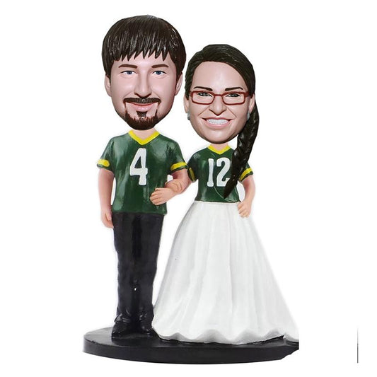 Custom Sports Shirts Wedding Bobble Head Cake Topper