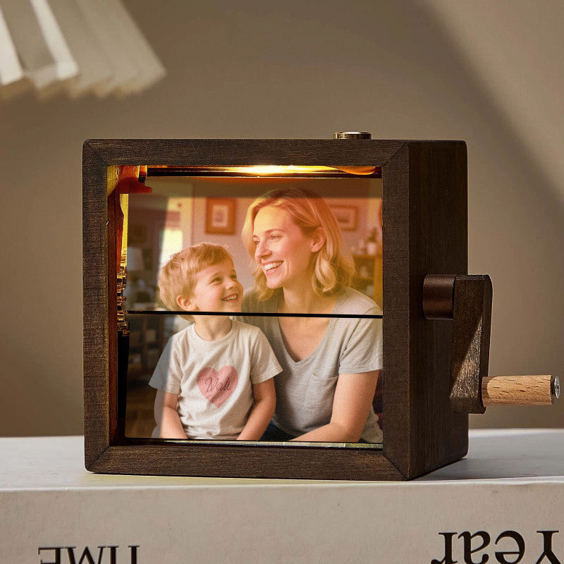 Custom Photo Flipbook Animation Frame - Hand-Cranked Mechanical Memory with Light, The Perfect Mother's Day Gift
