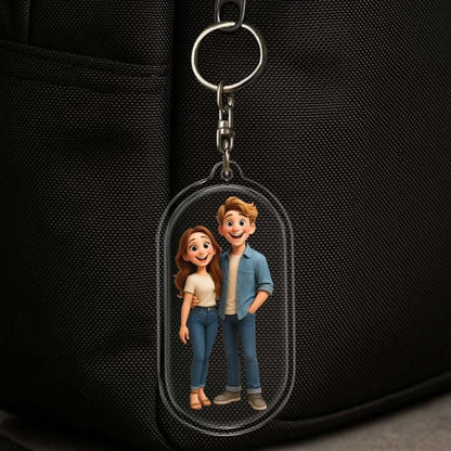 Custom Acrylic Cartoon Keychain － Personalized Photo Keychain － Unique Couple Gift for Her － Birthday Valentine's Anniversary Gift