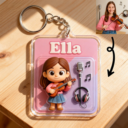 Custom Musician Cartoon Keychain – Choose 3D Figurine or 2D Acrylic Style