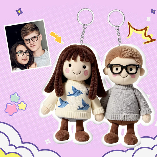 Personalized Photo Plush Doll Keychain Gift For Her couple gifts