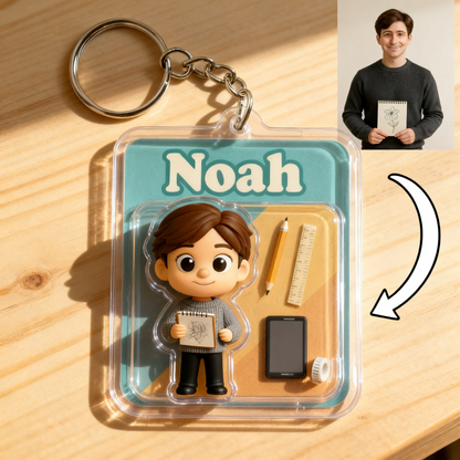 Custom Teacher Cartoon Keychain – Choose 3D Figurine or 2D Acrylic Style