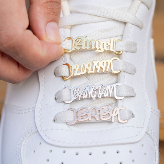 Custom Sneaker Charm | Personalized Shoe Jewelry for Laces | Air Force 1 Accessories | Gift for Sneakerheads | Mothers Day Gift for Mom | Engraved Metal Lace Charm