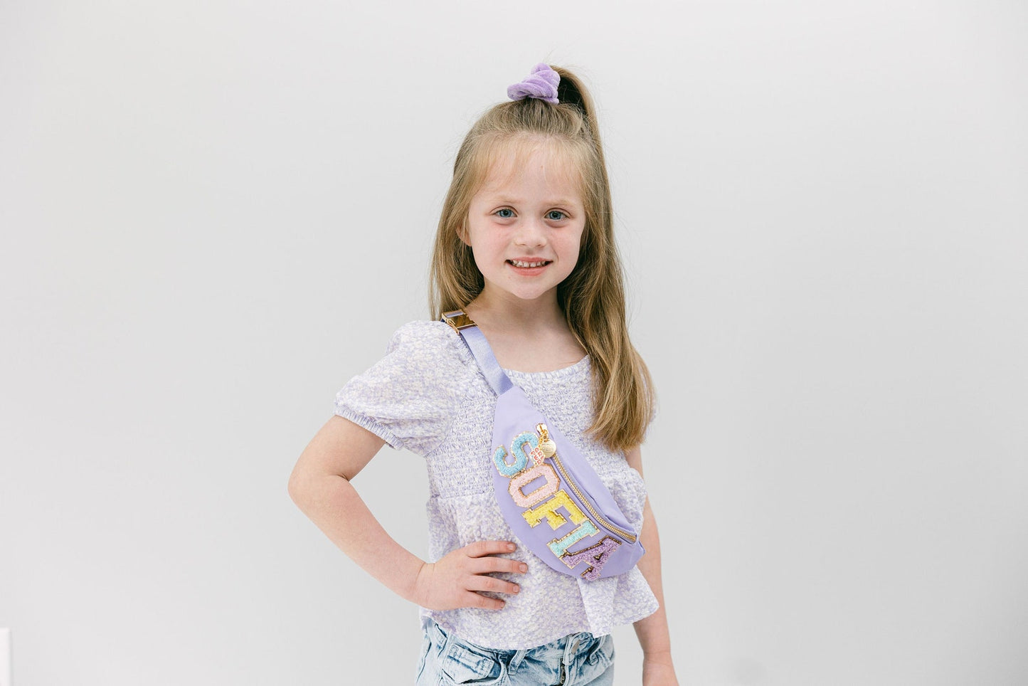 Personalized Kids Nylon Fanny Pack Chenille Letter Patch Fanny Pack Custom Kids Belt Bag