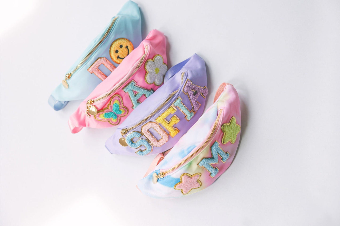Personalized Kids Nylon Fanny Pack Chenille Letter Patch Fanny Pack Custom Kids Belt Bag