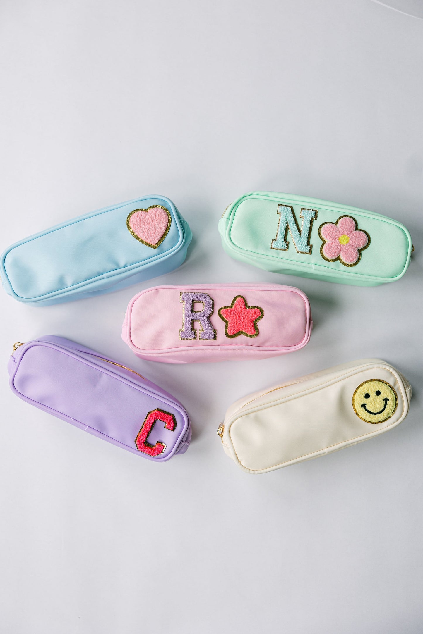 Customizable Nylon Pencil Case – Personalized Chenille Letter Patch Pouch | Fun & Durable School Supply | Unique Gift for Kids & Students