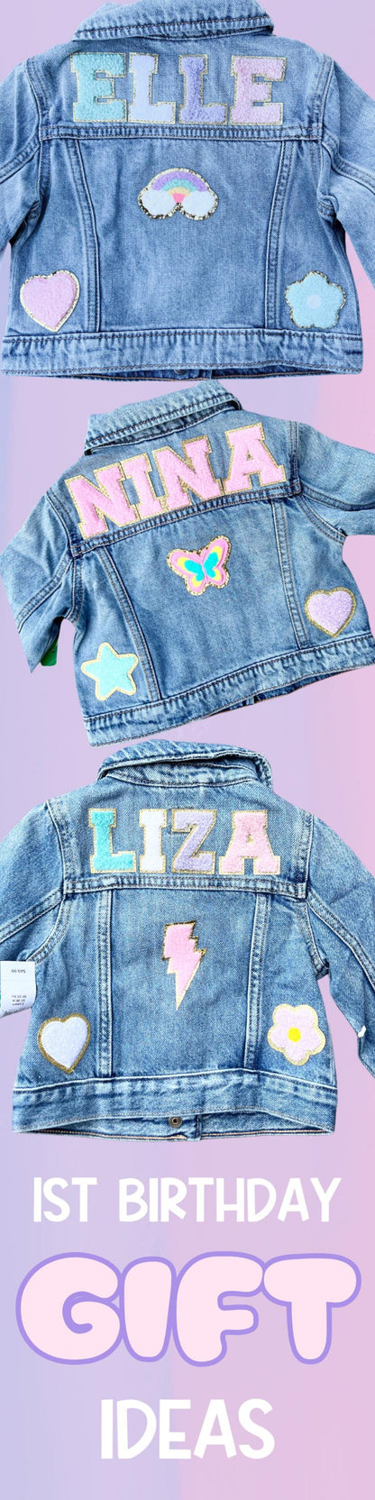 Personalized Boys & Girls Denim Jacket – Unique Patch & Chenille Letter Design – Stylish Birthday Gift for Kids
