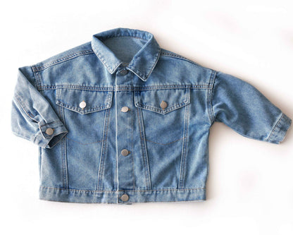 Kids' Custom Chenille Letter Jacket – Patchwork Denim Jacket with Name – Adorable Birthday Gift for Toddlers