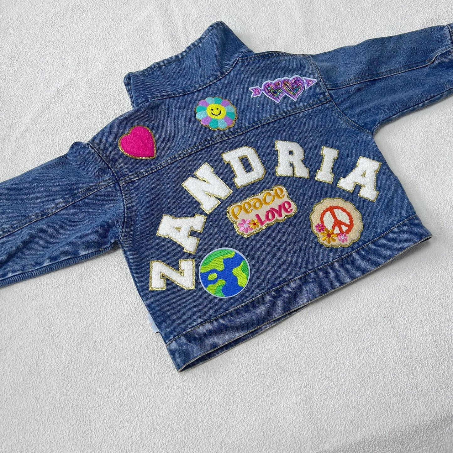 Customized Kids Patch Jacket – Soft Chenille Letter Denim Jacket for Toddlers – Personalized Birthday Gift for Boys & Girls