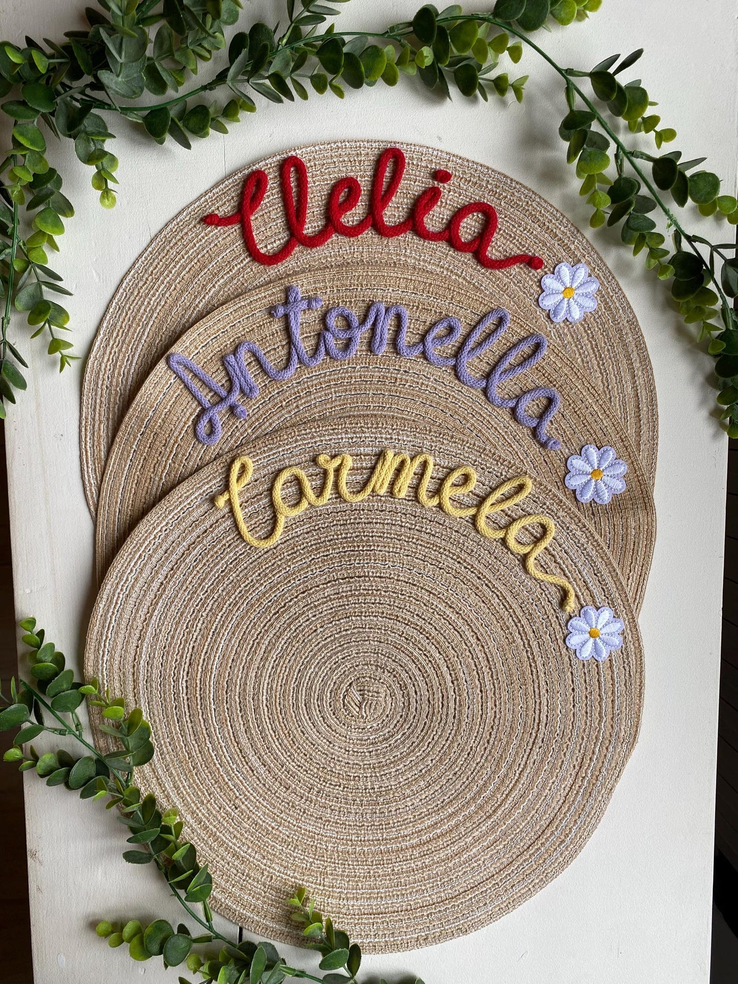 Custom Embroidered Placemats - Personalized Set of Names - Unique Housewarming, Christmas, Mother's Day Gift for Family - Washable Home Dining Decor