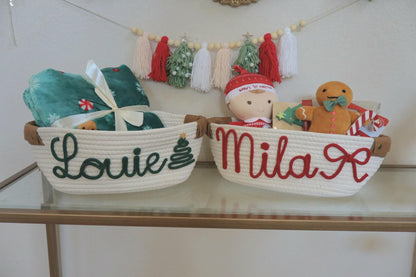 Custom Name Christmas Gift Basket for Kids Personalized Holiday Present