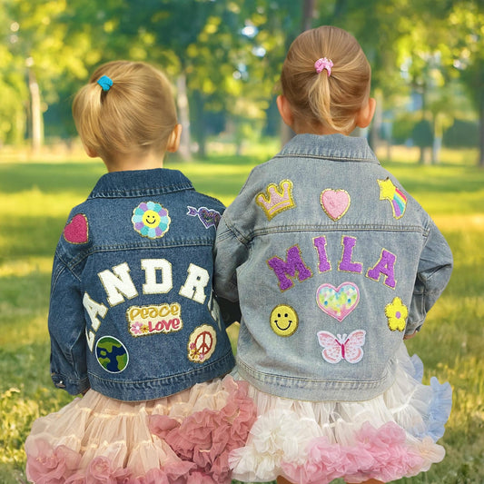 Customized Kids Patch Jacket – Soft Chenille Letter Denim Jacket for Toddlers – Personalized Birthday Gift for Boys & Girls