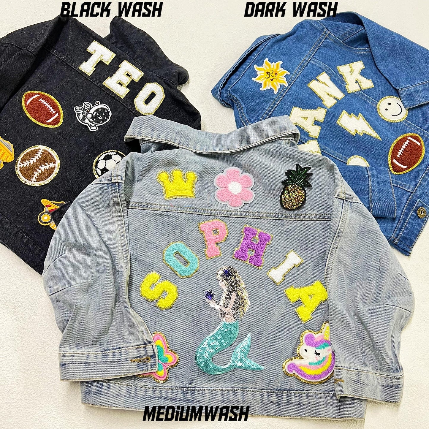 Customized Kids Patch Jacket – Soft Chenille Letter Denim Jacket for Toddlers – Personalized Birthday Gift for Boys & Girls