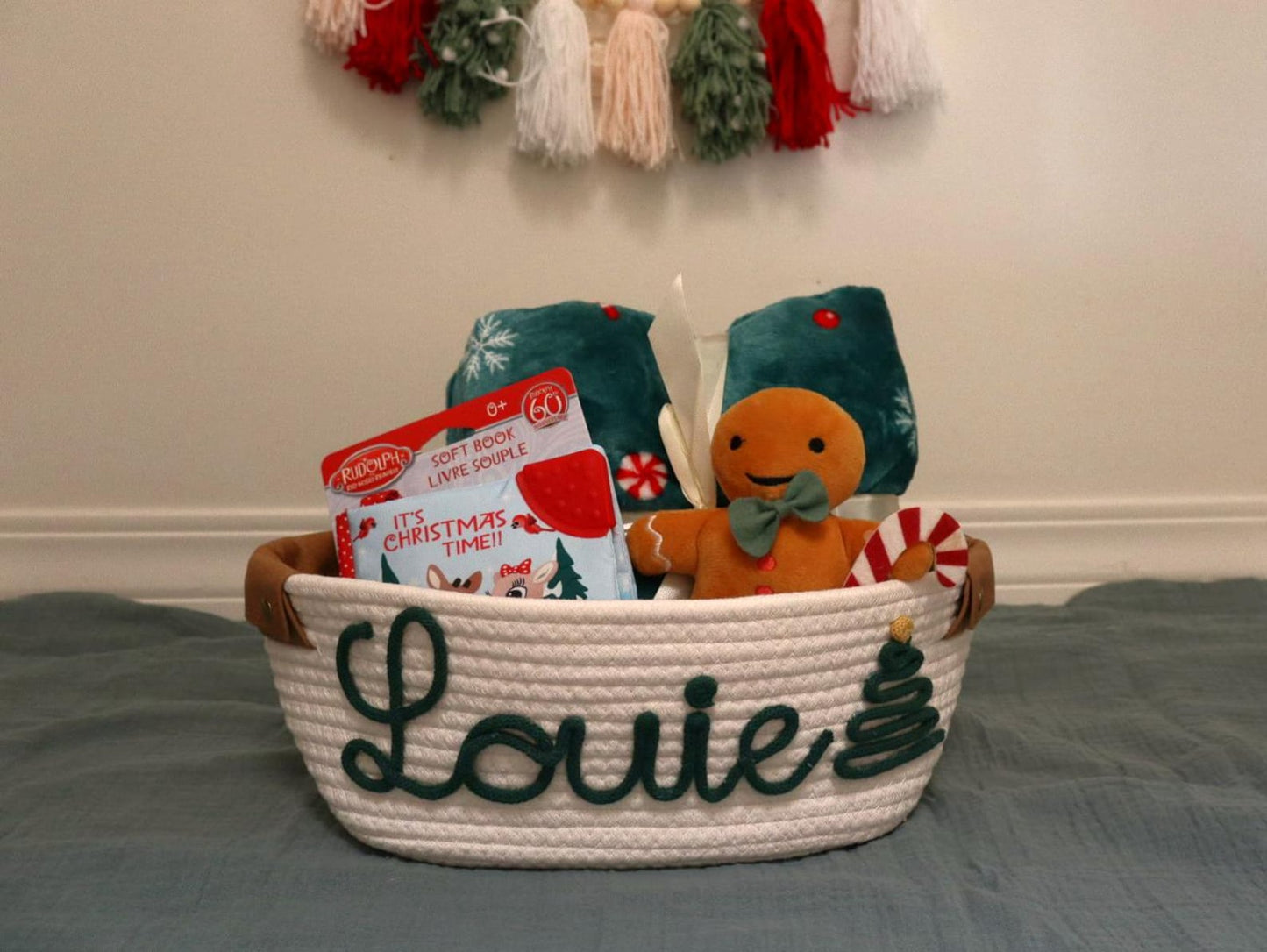 Custom Name Christmas Gift Basket for Kids Personalized Holiday Present