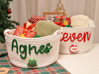 Make Their Christmas Special: Personalized Name Gift Basket for Kids | Unique Holiday Decor
