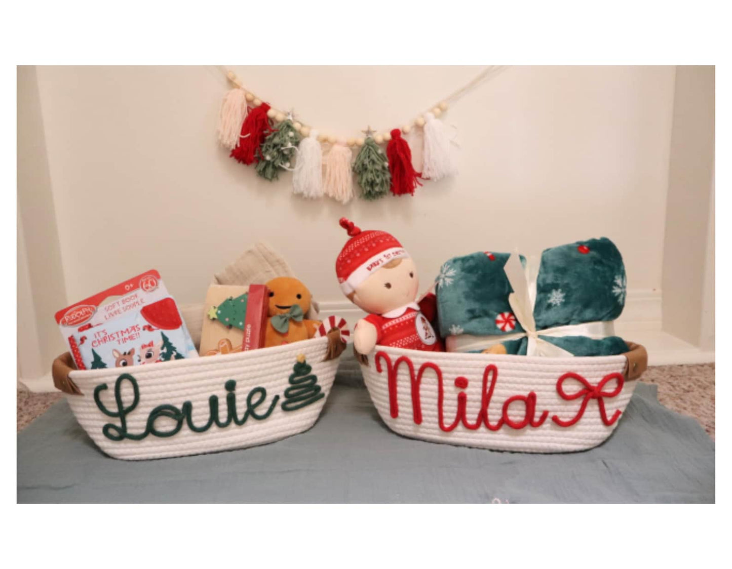 Custom Name Christmas Gift Basket for Kids Personalized Holiday Present