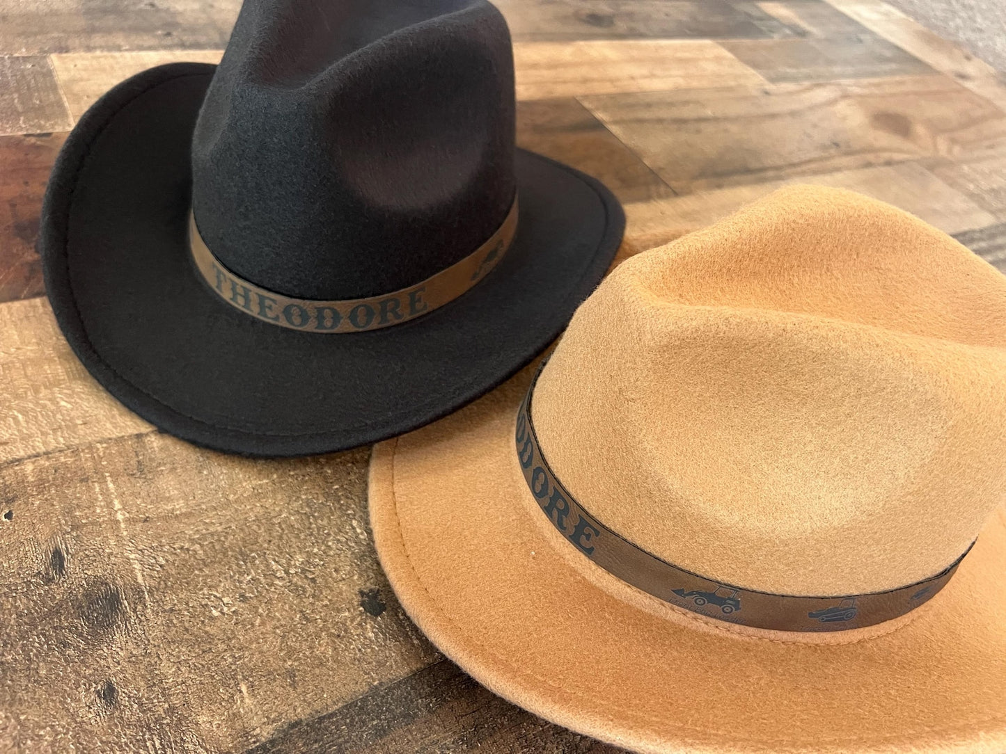 Custom Name Toddler Cowboy Hat - Personalized Kids Cowboy Cap for Birthday, Country Theme Party, Tractors & Trucks Design
