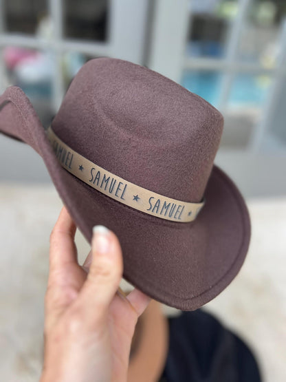 Custom Name Toddler Cowboy Hat - Personalized Kids Cowboy Cap for Birthday, Country Theme Party, Tractors & Trucks Design