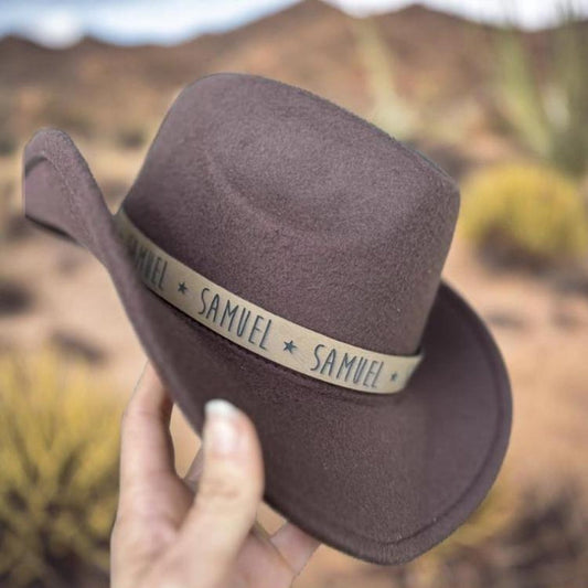 Custom Name Toddler Cowboy Hat - Personalized Kids Cowboy Cap for Birthday, Country Theme Party, Tractors & Trucks Design