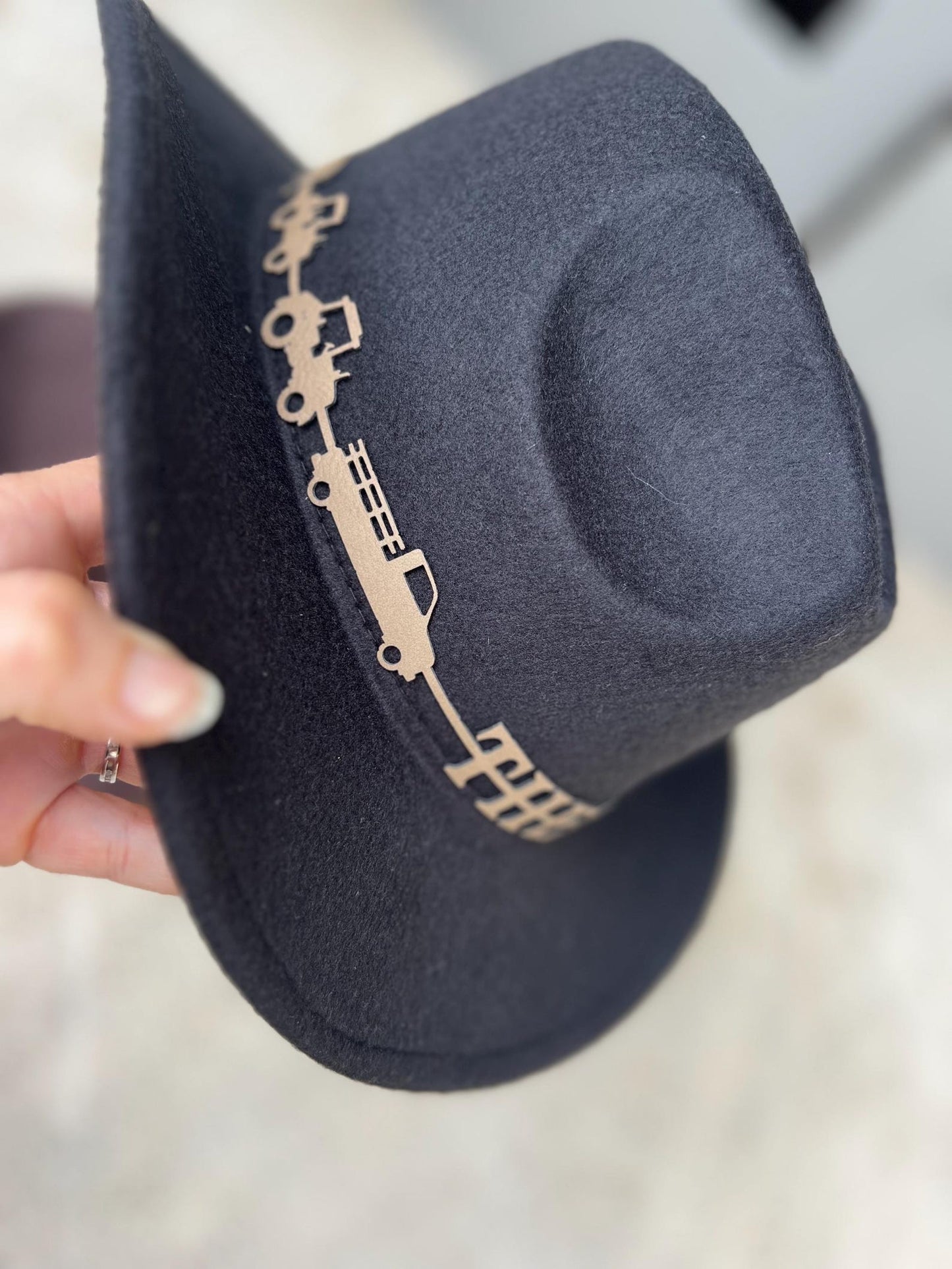 Custom Name Toddler Cowboy Hat - Personalized Kids Cowboy Cap for Birthday, Country Theme Party, Tractors & Trucks Design