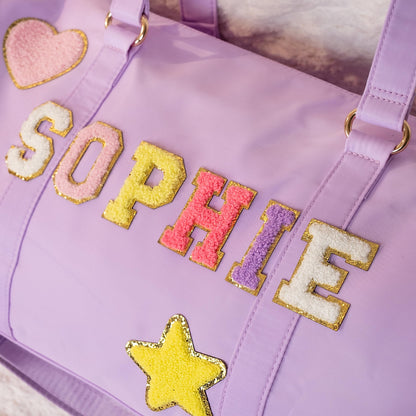 Personalized Dance Bag for Girls – Chenille Letter Ballet Duffle – Cute & Spacious Gift for Dancers & Gymnasts