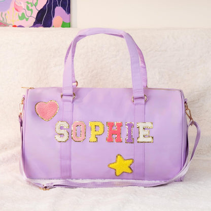 Personalized Dance Bag for Girls – Chenille Letter Ballet Duffle – Cute & Spacious Gift for Dancers & Gymnasts