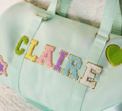 Personalized Dance Bag for Girls – Chenille Letter Ballet Duffle – Cute & Spacious Gift for Dancers & Gymnasts