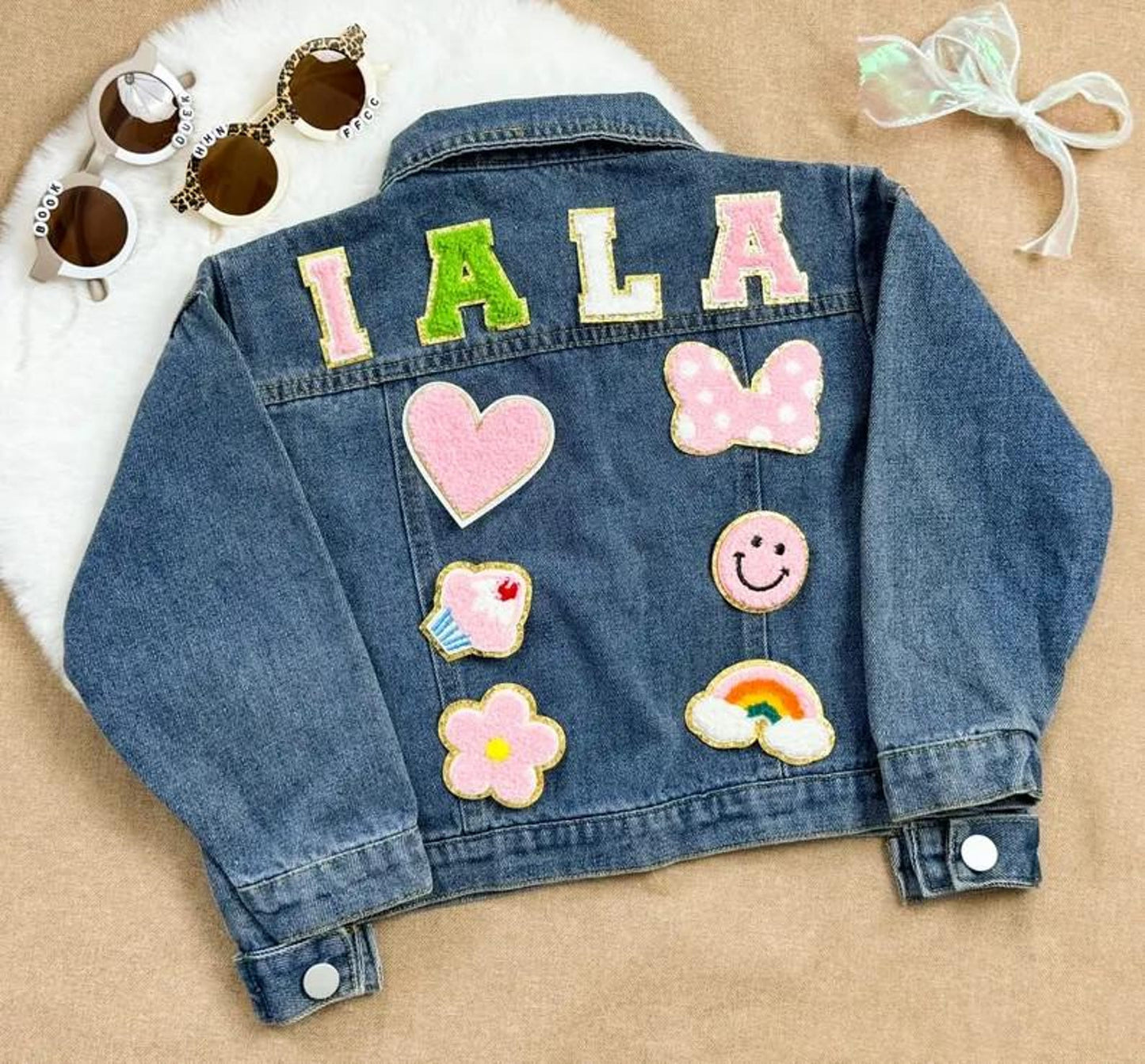Kids' Embroidered Name Denim Jacket – Custom Chenille & Patch Jean Jacket for Boys & Girls – Birthday & Christmas Gift