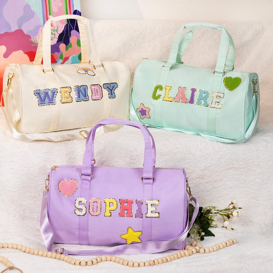 Personalized Dance Bag for Girls – Chenille Letter Ballet Duffle – Cute & Spacious Gift for Dancers & Gymnasts